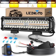 Ledkito 12 120w Led Light Bar Curved Combo Truck Atv 4wd Harness Brighter