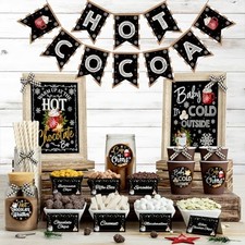Hot Cocoa Bar Kit, Hot Chocolate Bar Party Decorations with Banner, Chocolate
