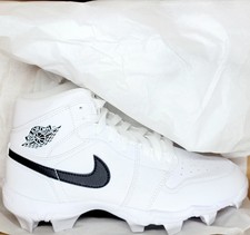 Jordan 1 Mid GS Boys Sz 5Y White Black B-Grade FB/ Baseball Cleats HF6883-100
