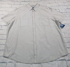 The Foundry Supply Co Shirt MENS SIZE 3XLT Gray Short Sleeve Button Linen Like