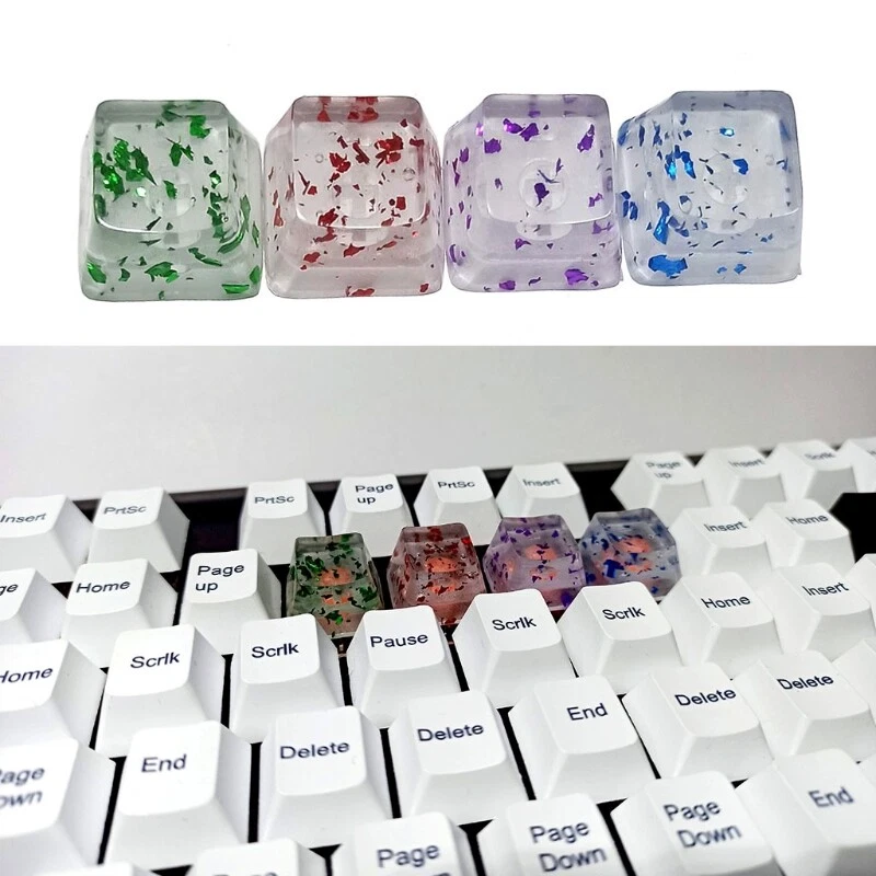 Custom Resin Cherry Clear Sequins Keycaps for Mechanical Keyboards