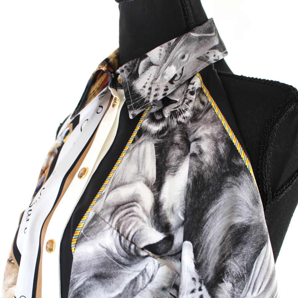 Body Burberry Gris Melange Seda Estampado Animalia XS NUEVO Top Satinado Sin Mangas Foto 3 de 4