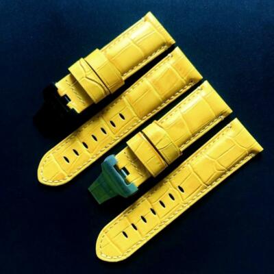 24 mm Gelb Leder Uhrenarmband Armband Ersatz für Panerai PAM111 441 312