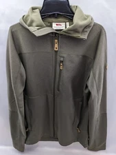 Fjallraven Abisko Trail Jacket Mens Medium Deep Forest Hooded Fleece Full ZipA23