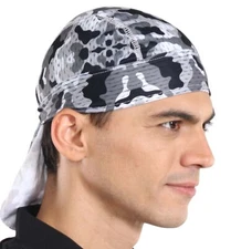 Men's Do Rag Skull Cap Under Helmet Cooling Liner Head Wrap for Motorcycle