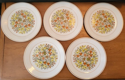 Vintage Set of 5 Corelle Indian Summer Dinner Plates 10"