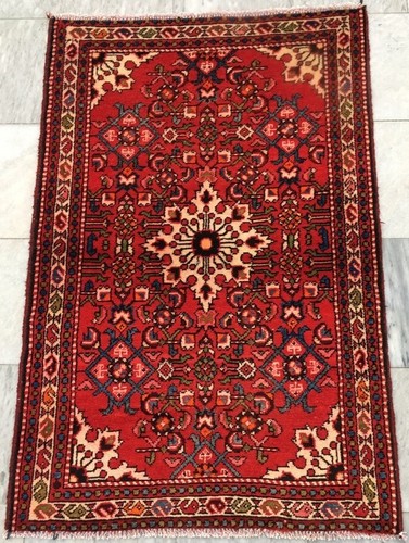 Vintage Afghan Rug Hand Knotted Oushak Design Wool Area Rug 3x4 ft Free Ship