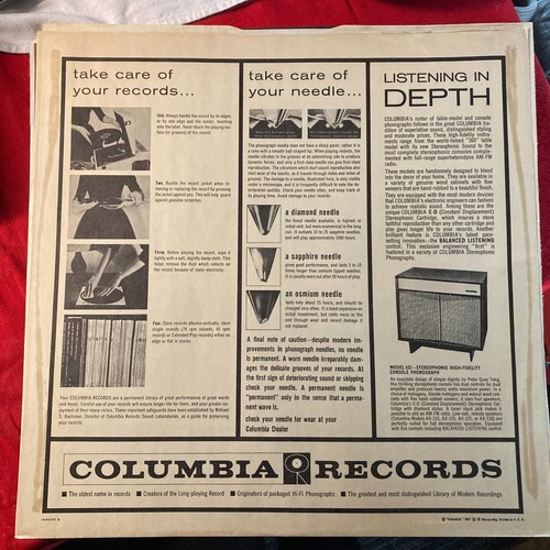 Columbia LP Company Innenhülle 10. Jahrestag der LP ausführliches Hören