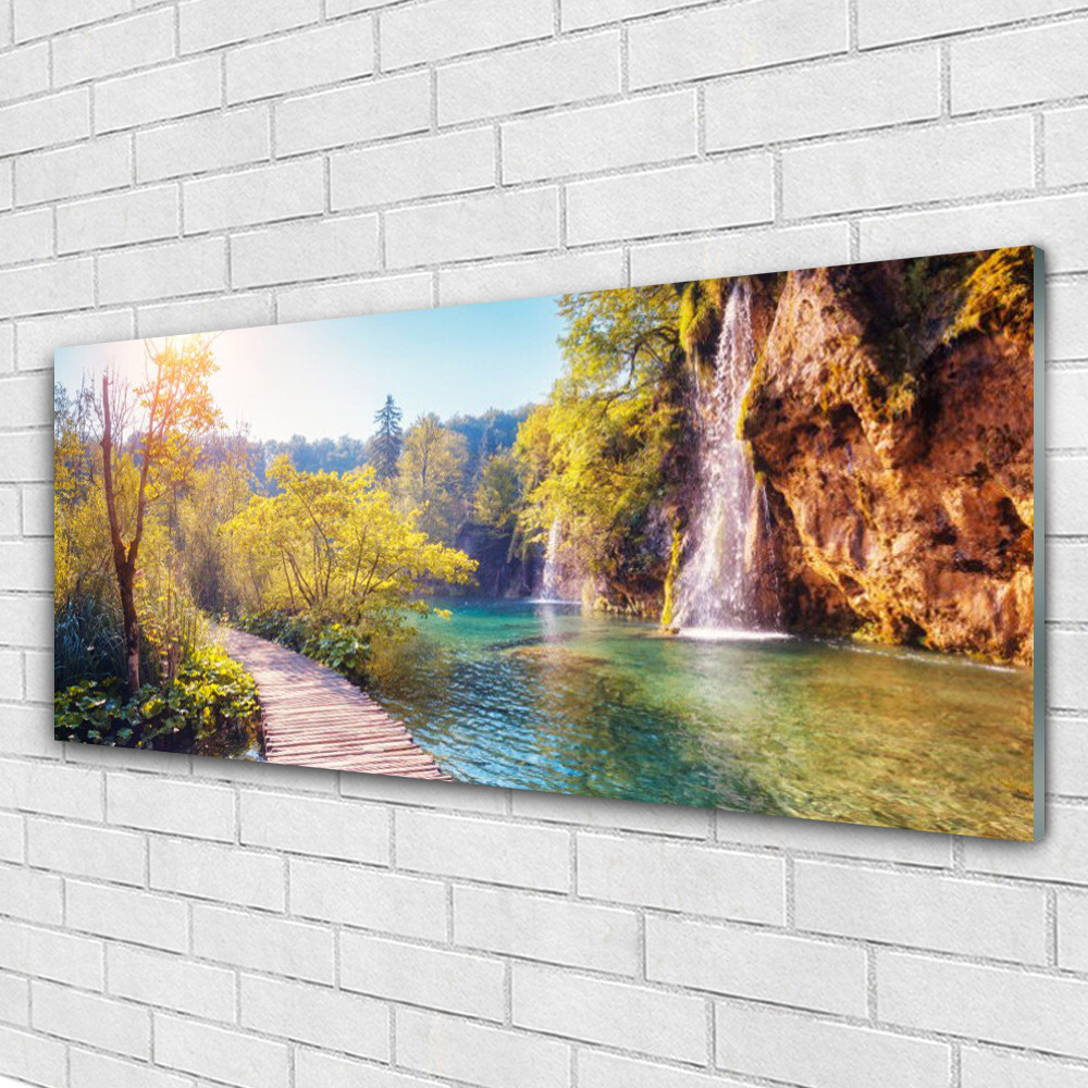 Tableau sur verre paysage de mer 125x50 cm décoration murale panoramique