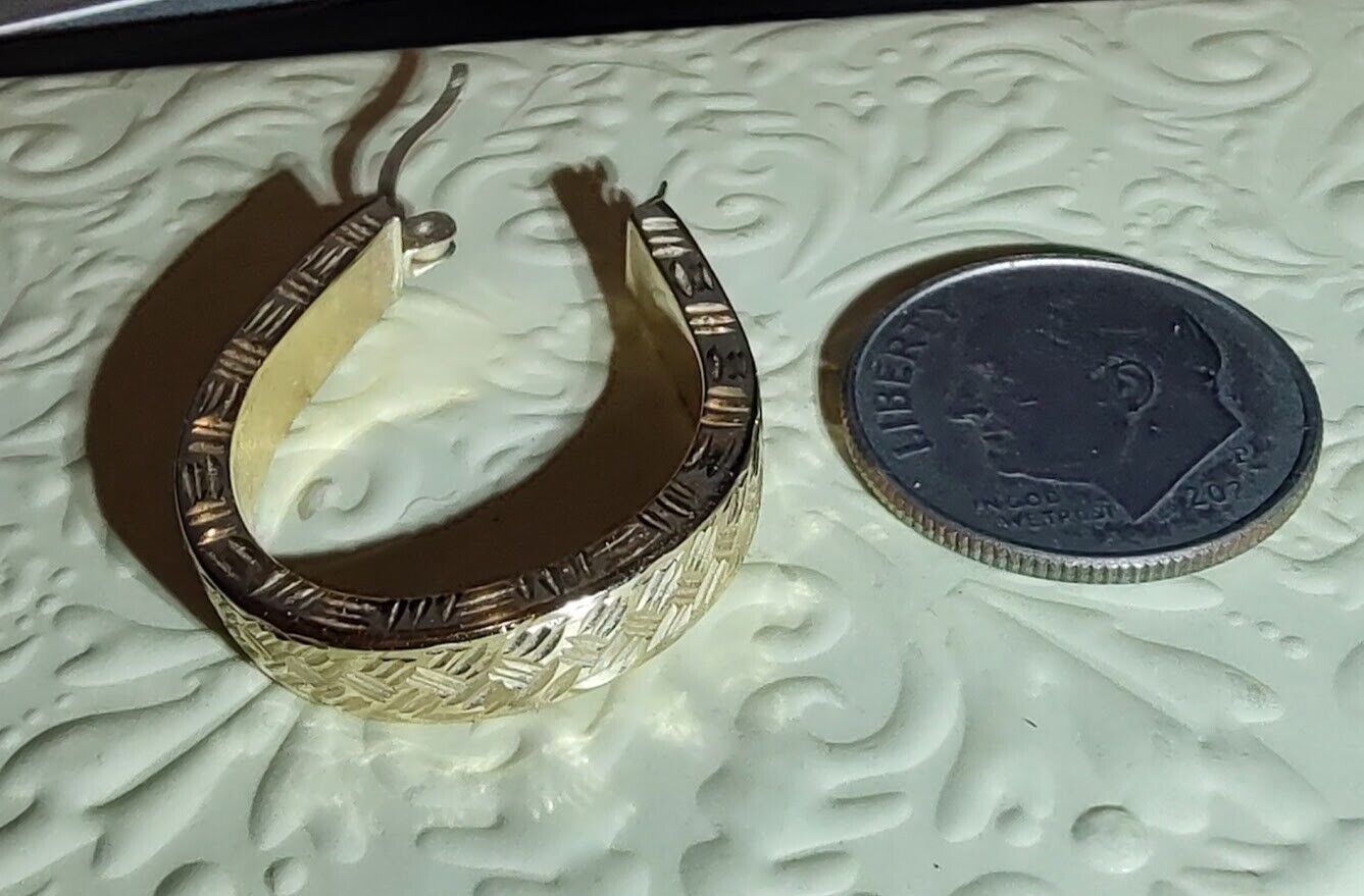 SINGLE  14K Gold Polished  oval Hoop Earrings  30… - image 3