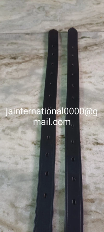 58" Black Pair of 1" Wide Genuine Leather English Stirrup Leathers Horse Tack. - Image 4 of 4