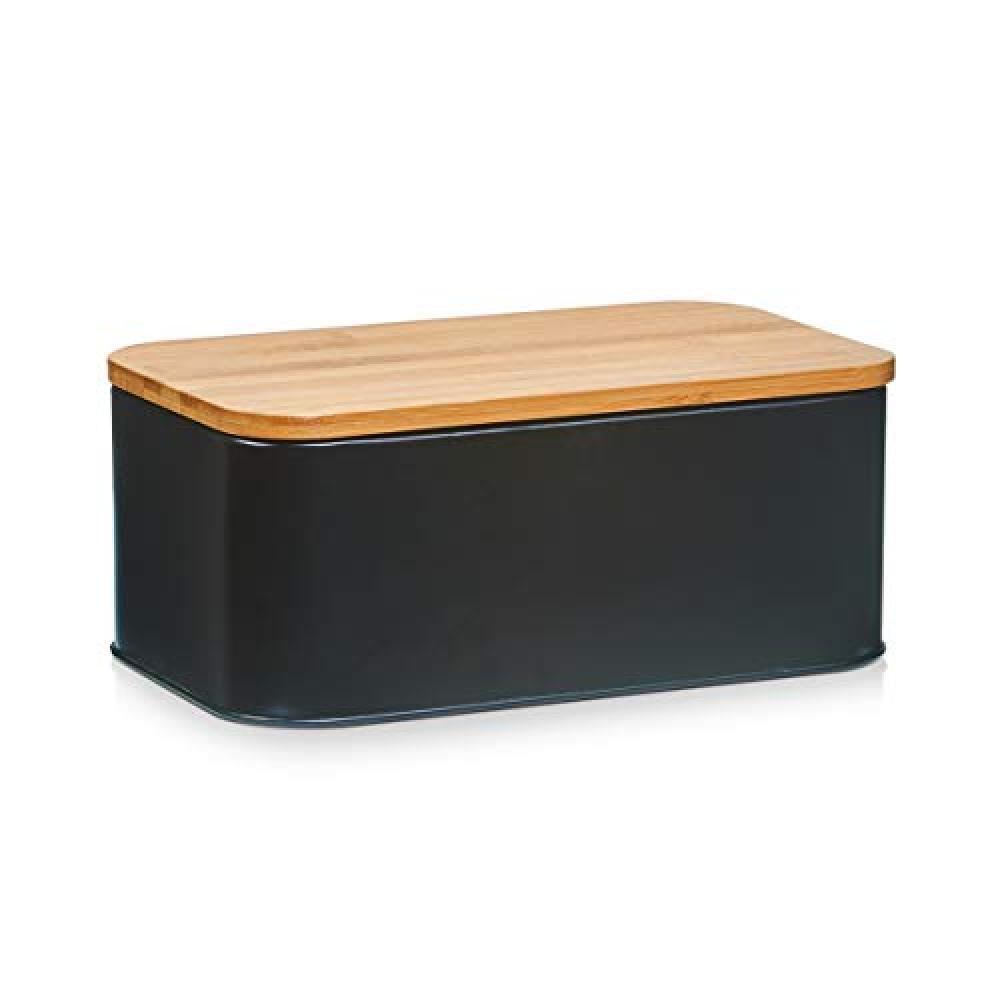 (TG. 31 x 18 x 12.5 cm) Zeller – Portapane, metallo, Nero , 31 x 18 x 12.5 cm