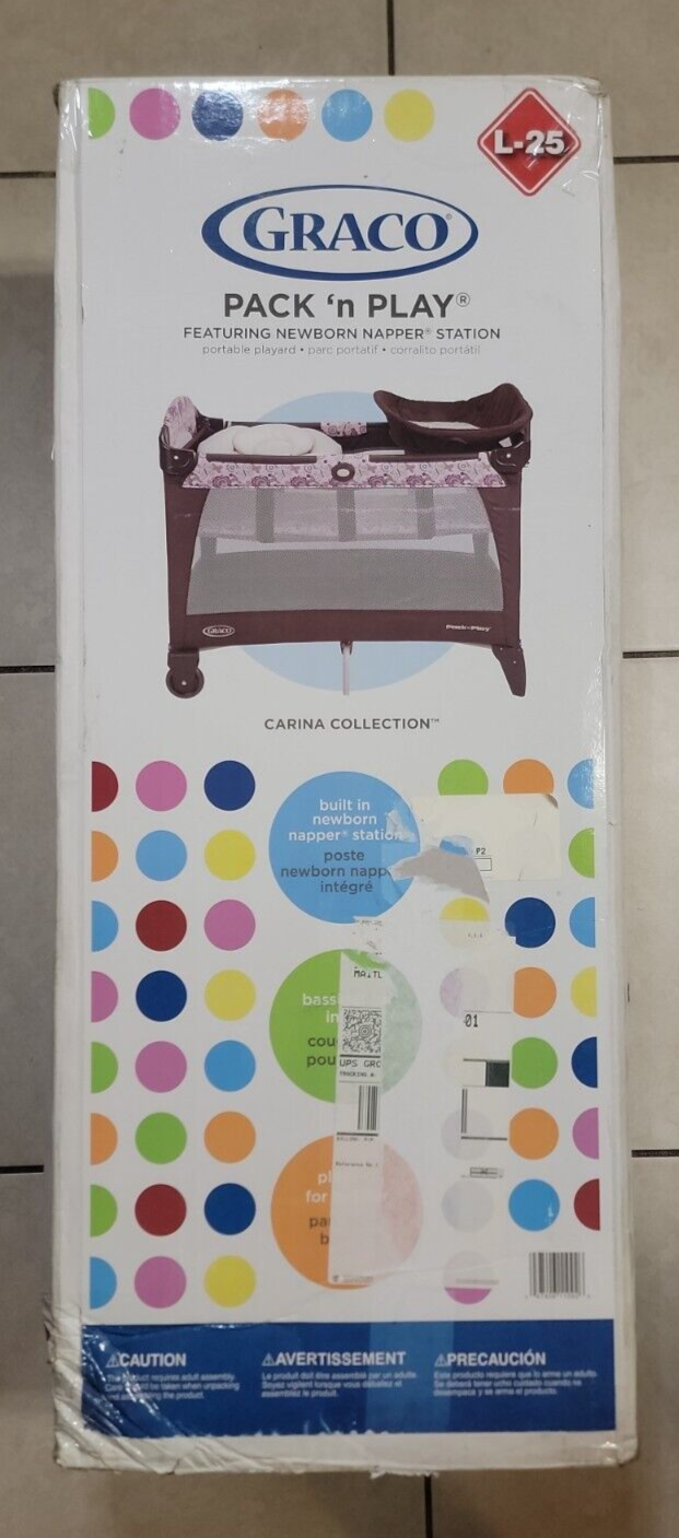 GRACO PACK N PLAY PLAYARD L-25 BOX, MANUAL, MAIN BODY & MAT RARE CARINA PLAYPEN