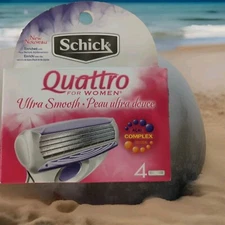 NEW Schick Quattro Womens Razor Ultra Smooth Acai & Jojoba Box Of 4 Cartridges 