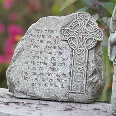 8.25''H CELTIC CROSS GARDEN STONE W/VERSE BY ROMAN 47559