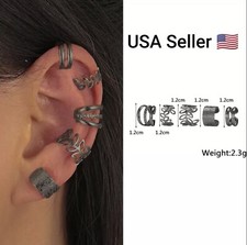 New 5pc Black Color Metal Ear Cuff Non-Piercing Ear Clips On Earrings Jewelry