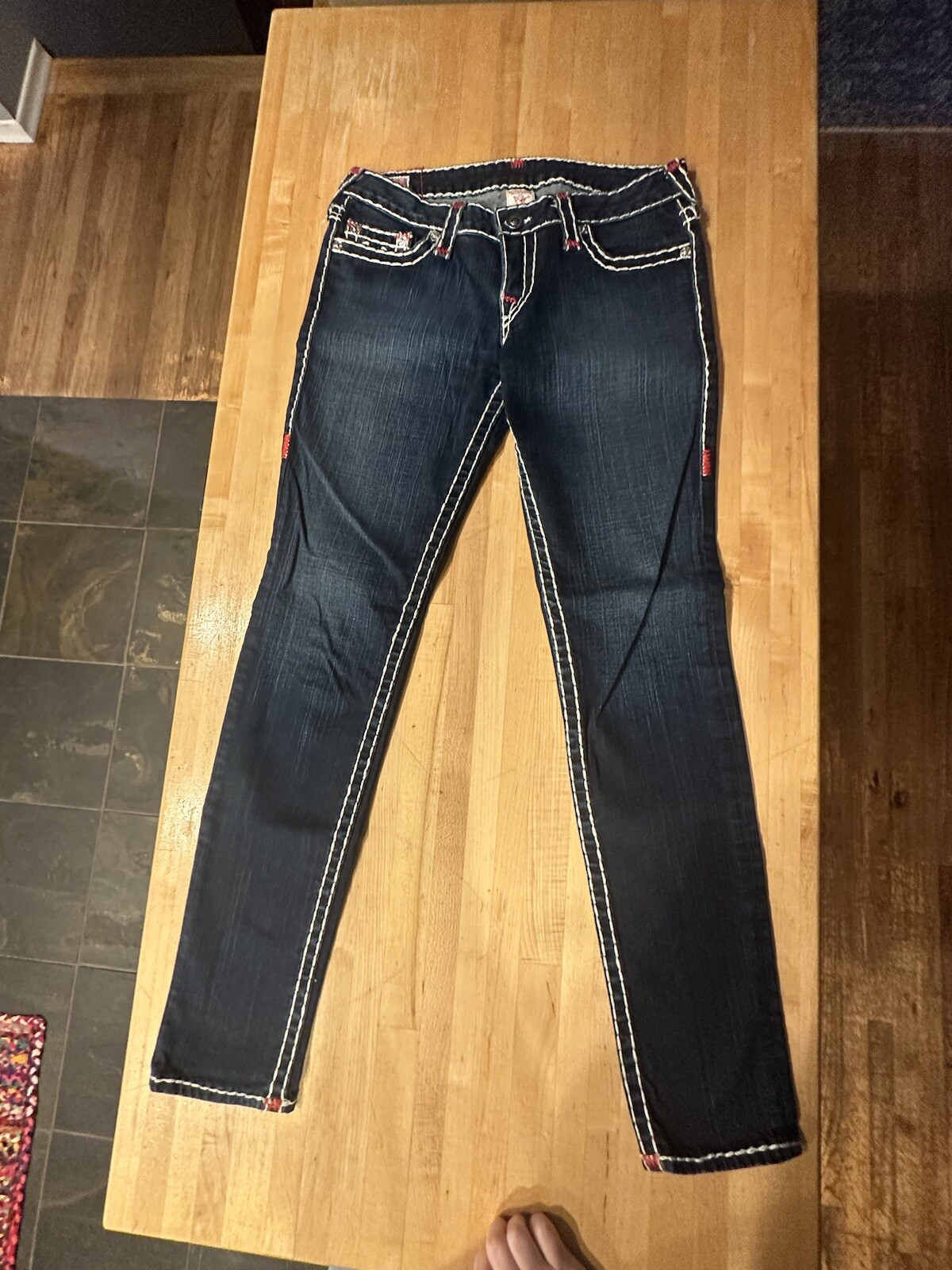 True Religion Dark Blue Low Rise Y2k Vintage Heavy stitch Jeans