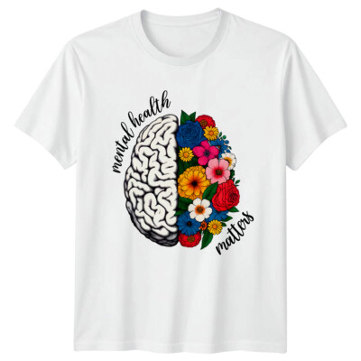 T-Shirt Mental Health Matters Floral Brain Bewusstsein für psychische Gesundheit
