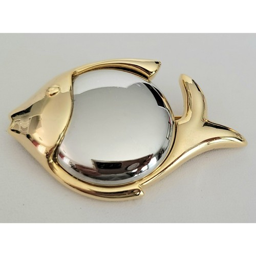 Liz Claiborne Gold, Silver Tone Fish Brooch, Signed M185