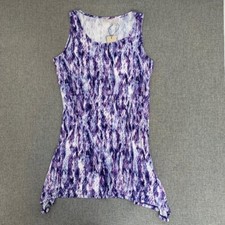 Brand New! LOGO Lori Goldstein Tie Dye Tunic Dress Snake Skin Small Purple
