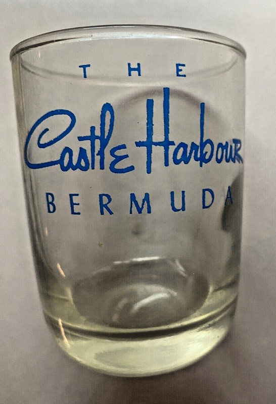 (2) Rare Vintage Juice Glasses:  Flamingo Hotel, Vegas & Castle Harbor, Bermuda