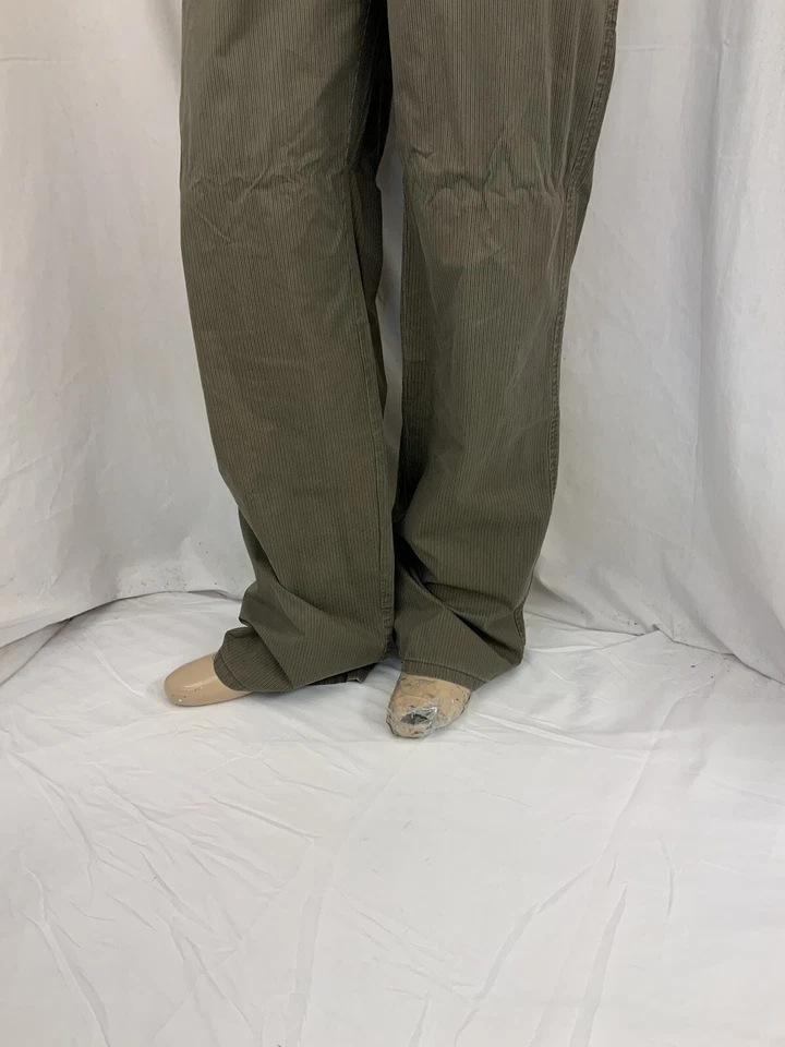 Calça Koutons cáqui 36x33 listra marrom 100% algodão frente plana em perfeito estado YGI Q1-7 - Imagem 4 de 4
