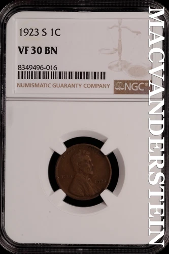 1923-S Lincoln Wheat Cent - NGC VF 30 BN - Scarce  No Reserve  #SLH28