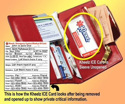 Medical Alert Wallet ICE (In Case of Emergency) Card by Kheelz ICE ...