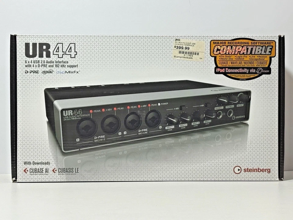 Steinberg UR44 Black 24-Bit/192kHz D-PRE Mic Preamps USB 2.0 Audio Interface