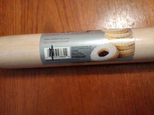 Sweet Creations by Good Cook Wooden Rolling Pin Roller 9.75" Full Length 17.25" - Picture 2 of 2