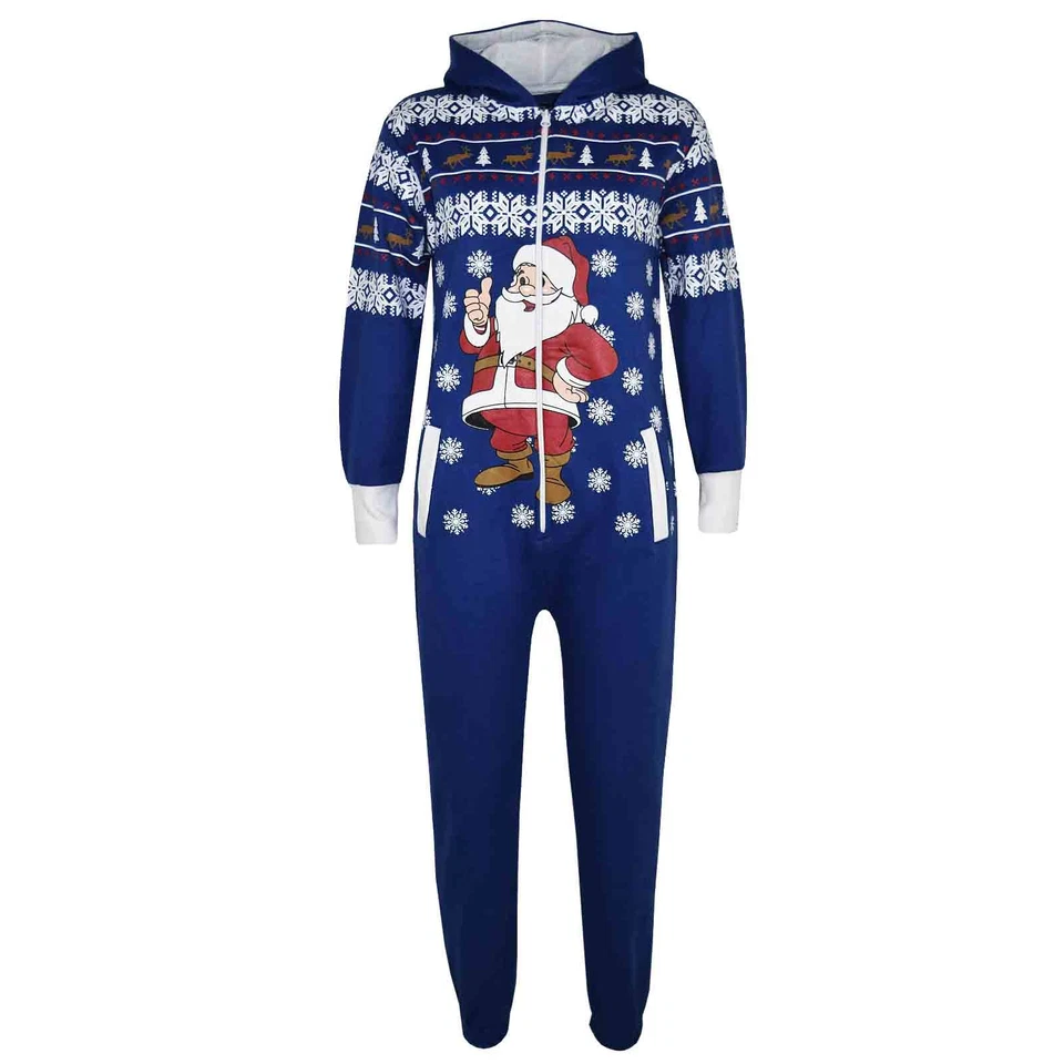 Mädchen Jungen Neuheit Weihnachten Weihnachtsmann Königsblau Vlies A2Z Overall - Bild 1 von 1