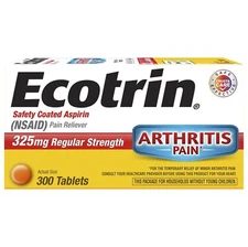 Ecotrin Safety Coated Aspirin (NSAID) Pain Reliever, 325 mg: 125 or 300 Tablets