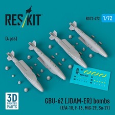 GBU-62 JDAM-ER Bombs 4pcs F/A-18, F-16, MiG-29, Su-27 Scale 1:72 RS72-0472
