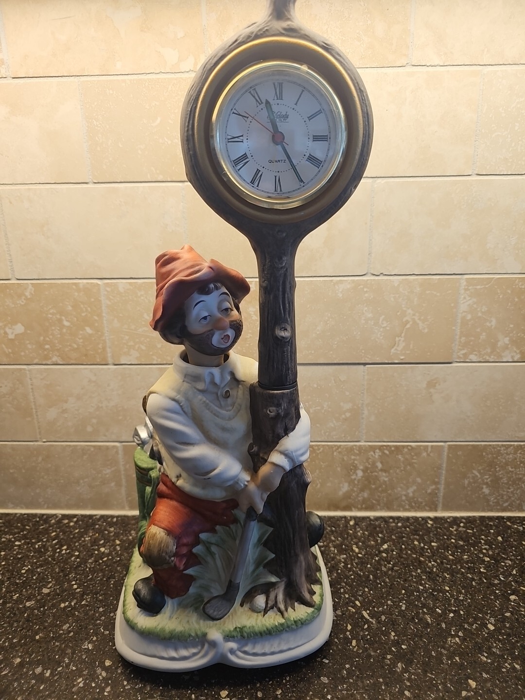 Vintage Melodies In Motion Clock Post Willie Ceramic Whistling Quartz