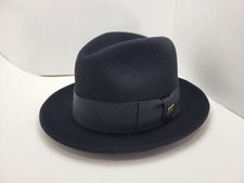DOBBS DAYTON 2 BLACK FUR FELT HAT FEDORA MADE IN USA