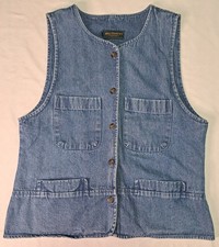 Hill Country Vtg Women's Med Denim Vest Western Retro 90's Boho Hippie Prairie