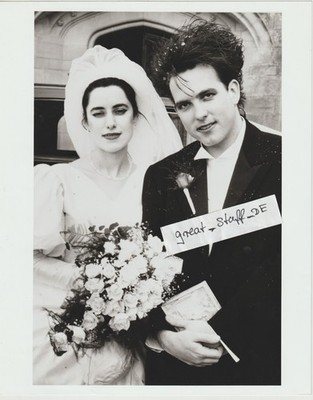 Vintage ORIGINAL HUGE PROMO Photo The Cure ROBERT SMITH &Mary Poole WEDDING 1988