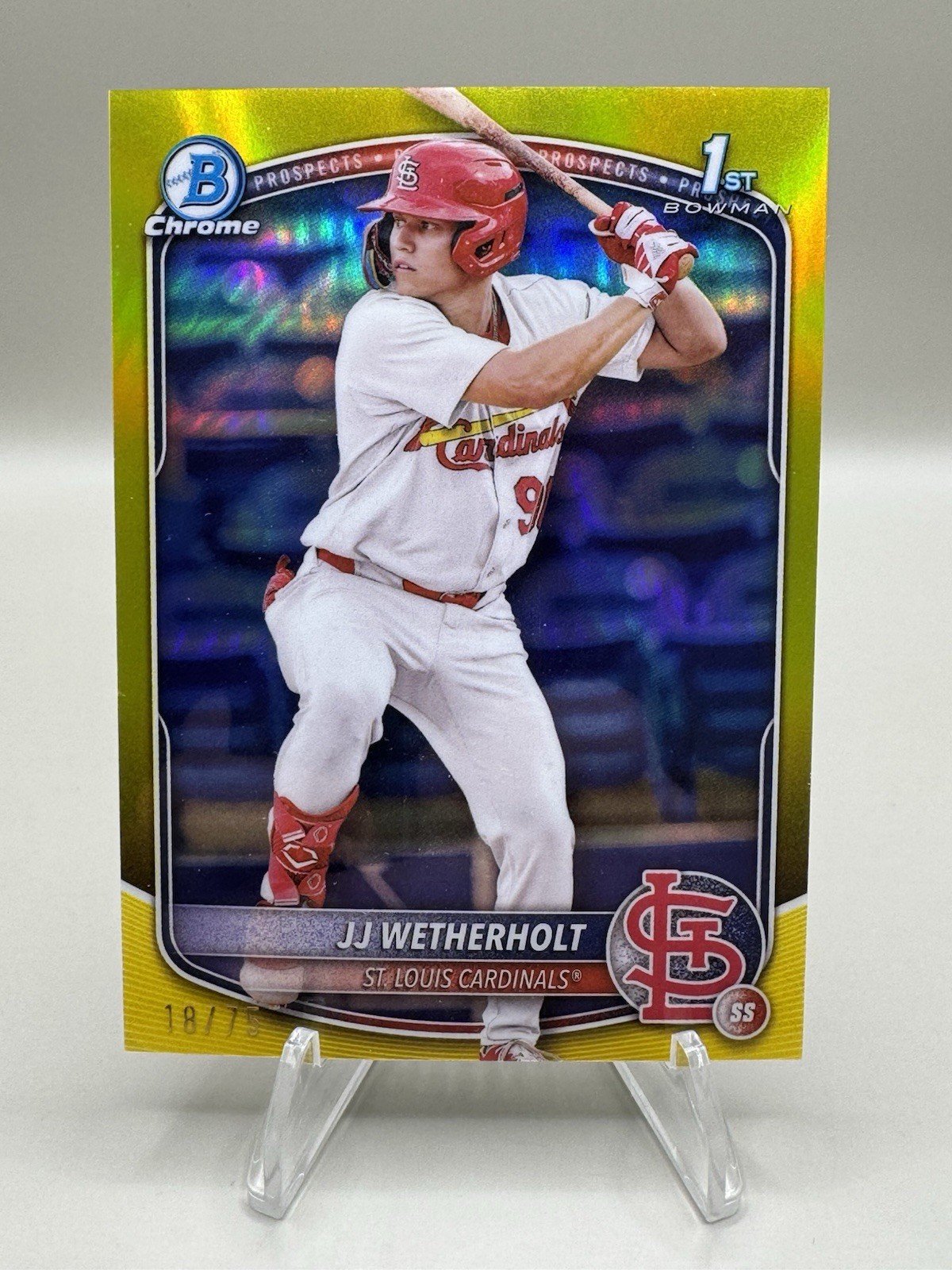 2025 Bowman - Chrome Prospects JJ Wetherholt #BCP-22 Yellow Refractor /75