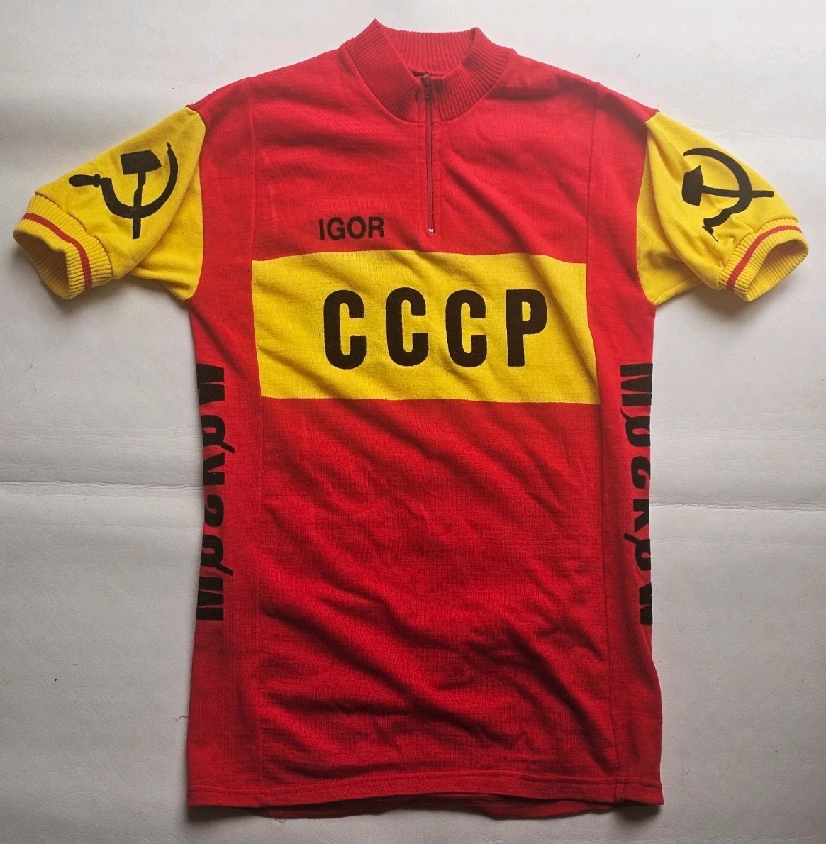 CAMISETA CICLISTA RUSA S/S TALLA 5 ESTILO LANA 3 BOLSILLOS TRASEROS EXCELENTE ESTADO