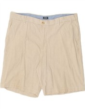 IZOD Mens Chino Shorts W40 XL Beige Pinstripe Cotton AB08