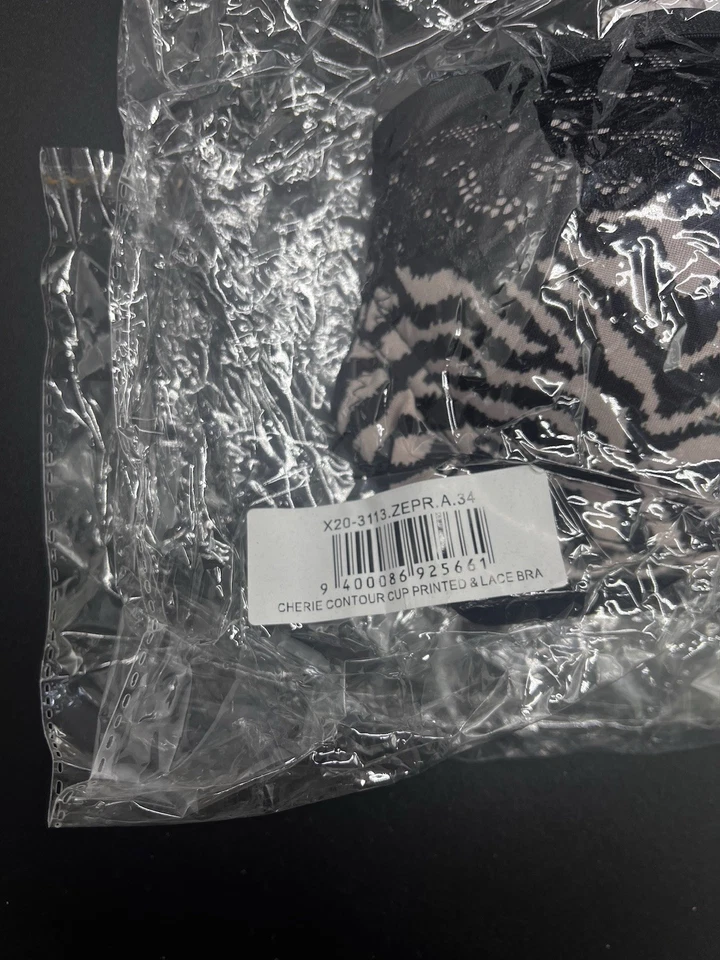 Frederick's of Hollywood Cherie Contour Cup Printed Lace Bra Zebra Print 34A - Image 2 of 4