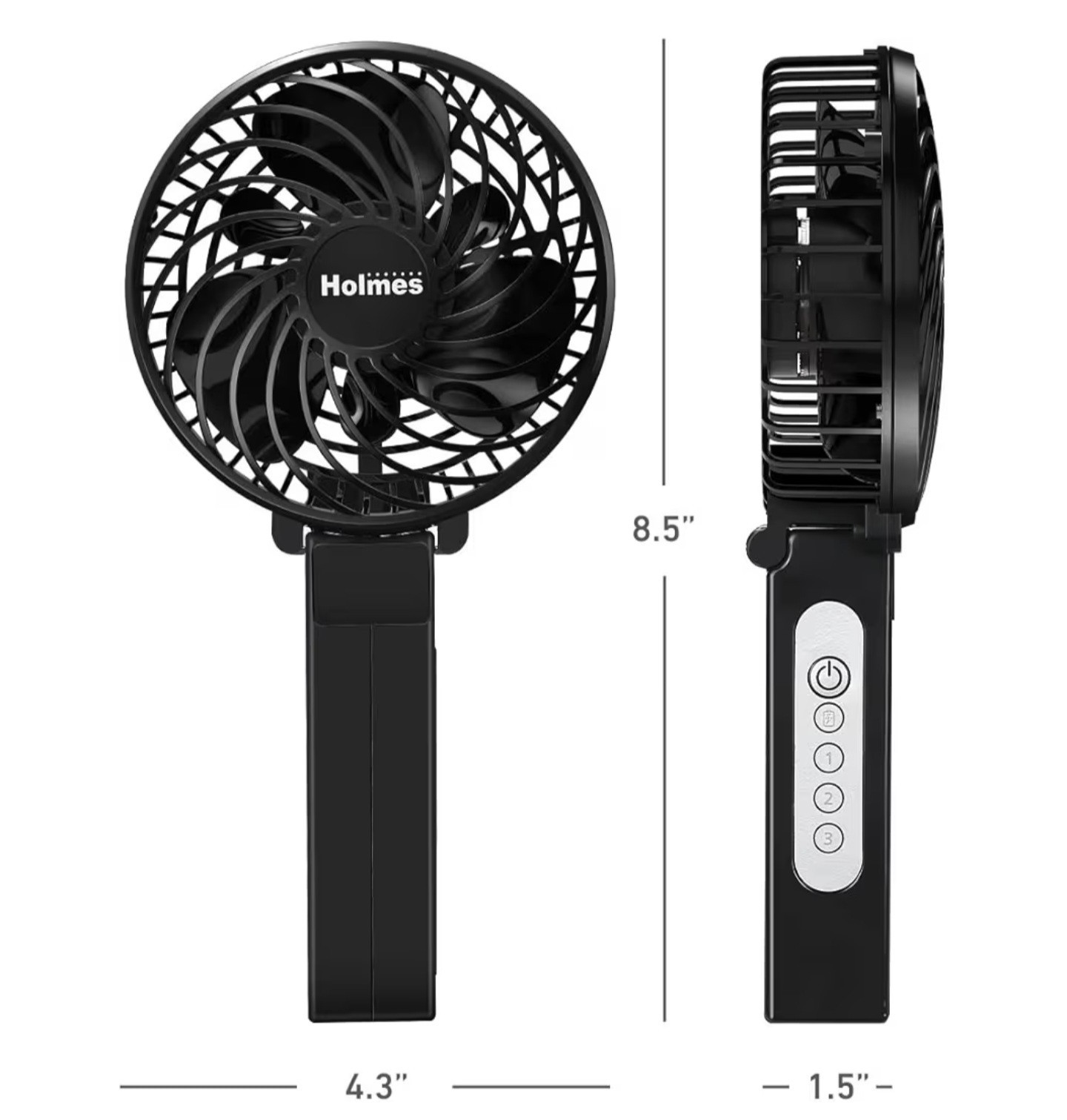 Holmes 4-Inch 3-Speed Rechargeable Portable Fan gives you cool airflow whenever