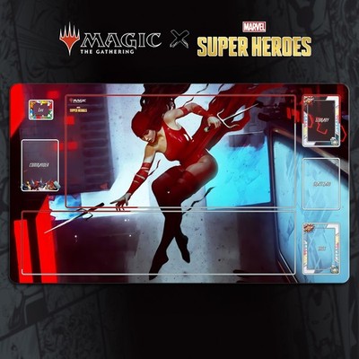 MTG X MARVEL Playmat TCG | 24x14''(60*35cm) | Elecktra - Stitched EDGES