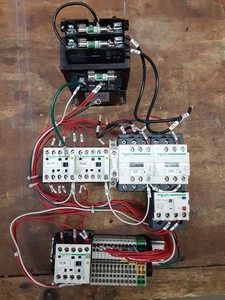 LOT: Transformer, DIN rail, terminal blocks, Schneider relays, contactors, fuses