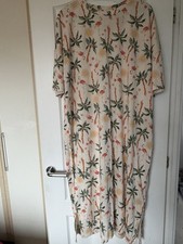 M&S Ladies Cotton and Modal Nightdress, Mid Calf, Ivory Mix, Size XL