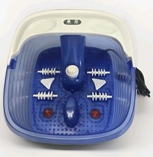 Electric Foot Spa Massager w/ Heat Infrared Bubble Vibration Rollers Blue Basin