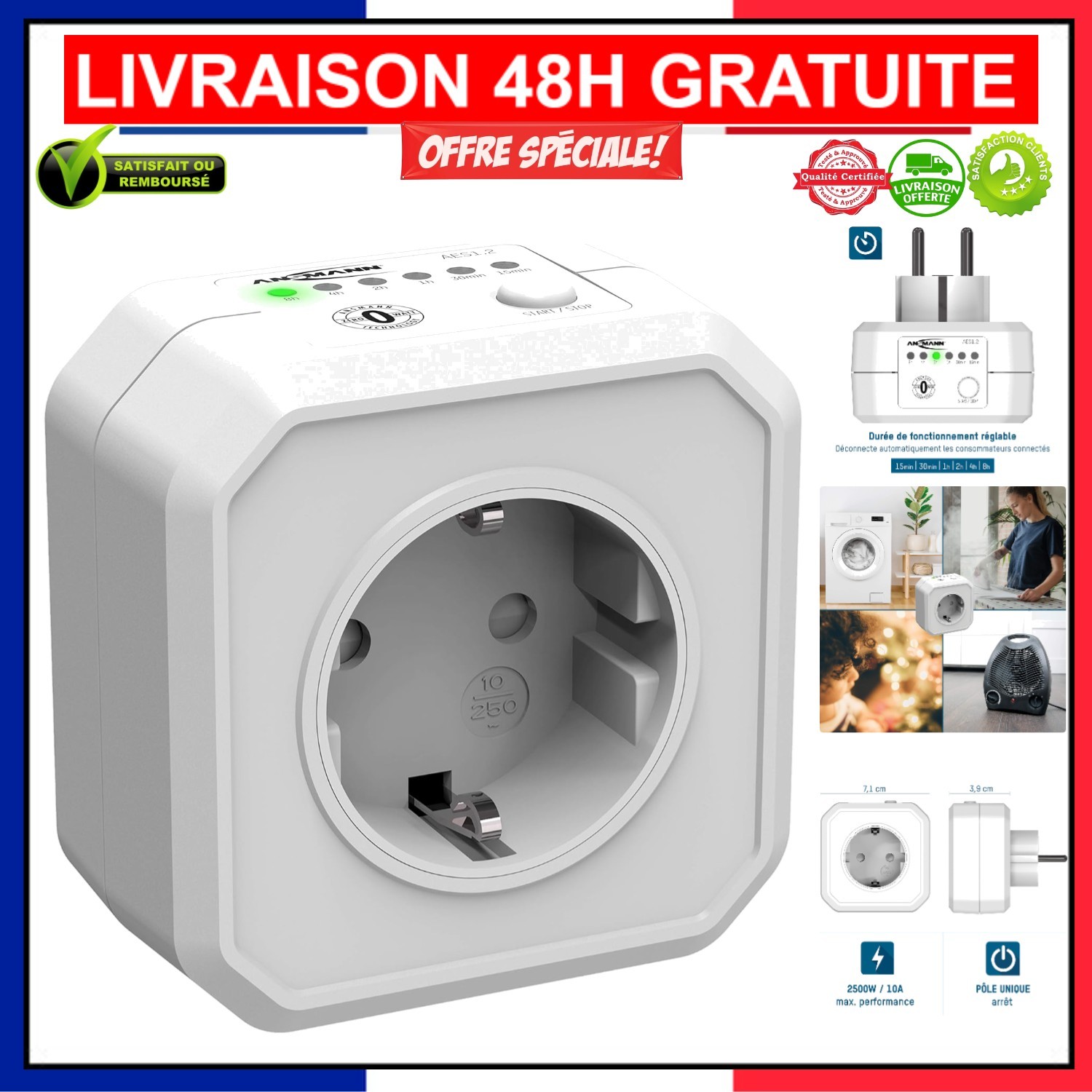 Minuteur électrique ANSMANN pour éteindre le radiateur d'appoint