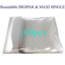 Resealable Outer Replacement Plastic Sleeves for CD DIGIPAK, MAXI-SINGLE 100 pcs