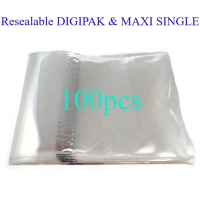 Resealable Outer Replacement Plastic Sleeves for CD DIGIPAK, MAXI-SINGLE 100 pcs - Photo 1/2