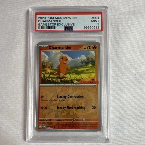 Pokémon TCG Charmander GameStop Exclusive 2023 Reverse Holo Promo PSA 9 004/165